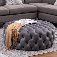 Canapé Chesterfield moderne avec pouf ottoman, structure en bois massif, tissu personnalisable, options de taille et de couleur, canapé-lit avec rangement, idéal pour villa et atelier