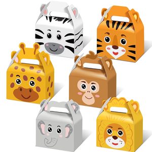 Zoo animaux anniversaire traiter boîtes bonbons Goodie coffrets cadeaux pour bébé douche garçon fille enfant Jungle thème fête fournitures - Product Image 2