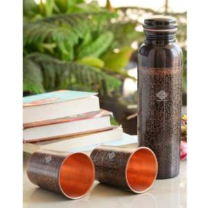 Ensemble cadeau en cuivre pur embossé antique, bouteilles d'eau en acier inoxydable pour cadeaux de remerciement - Product Image 4