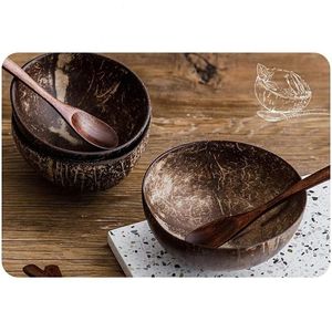 Tazón Ecológico de Cáscara de Coco Tallado a Mano, Desechable, para Camping, Uso Doméstico, Apto para Lavavajillas - Product Image 5