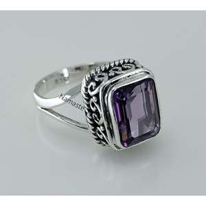 925 Sterling Silver Handmade <b>Boho</b> Style Women's <b>Ring</b> Fine October Birthstone <b>Ring</b> Purple Amethyst Gemstone Natural Fashionable - Product Image 6