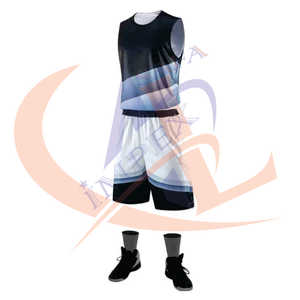 OEM personalizado 100% poliéster tela baloncesto uniforme Unisex superior y pantalones cortos de buena calidad Saleeve con corto - Product Image 3