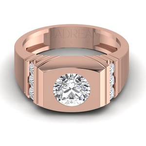 Latest Designed Moissanite Round Cut White Diamond with 925 Sterling <b>Silver</b> <b>Ring</b> Exclusive <b>Solitaire</b> Men's Fancy Diamond <b>Ring</b> - Product Image 2