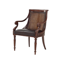 CHAISE DE SALLE À MANGER EN BOIS MASSIF AVEC SIÈGE EN ROTIN ET CUIR