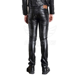 Premium Quality Factory Wholesale Price Customized Logo Leather <b>Pants</b> for Men / 2024 Latest Design Men Leather <b>Pant</b> - Product Image 2