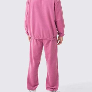 Streetwear rose personnalisé lourd 100% coton polaire pull surdimensionné survêtements vêtements de sport imprimé hiver survêtement - Product Image 5