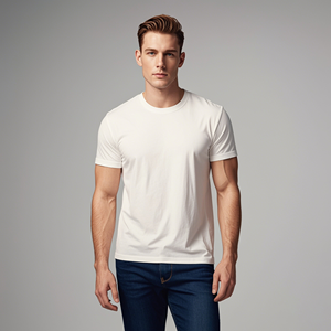 Camiseta de manga corta para hombre, camiseta informal de tela de algodón de punto con logotipo personalizado, proveedor OEM, ropa de verano transpirable - Product Image 1