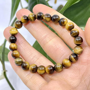 BRACELET en perles rondes œil de tigre/BRACELETS élastiques en pierres précieuses/BRACELET en AGATE de tigre de guérison - Product Image 3