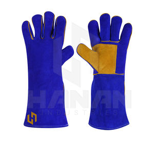Vente en gros Logo personnalisé Gants de soudage en cuir de vache pour hommes Gants de protection à isolation thermique du Pakistan - Product Image 2