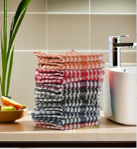Ensemble de serviettes de cuisine en coton rayé multicolore empilables, durables et colorées, disponibles à prix de gros. - Product Image 1