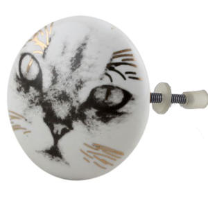 Boutons en céramique chat or marocain peint à la main poignées de meubles industriels pour appartement salon commode-Installation facile - Product Image 2