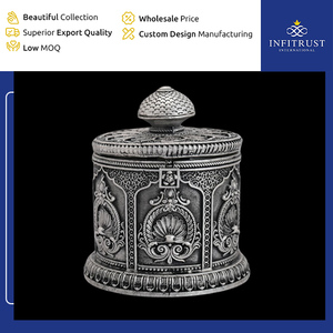 Lotus Dabbi authentique de style antique en argent sterling 925 - Objets artisanaux oxydés pour la décoration de la maison au meilleur prix - Product Image 2