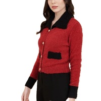 Droma Luxury Women's Red Elegant Buttoned Sweater Coat Casual Winter Fashion Design avec Discounted Drop Shipping