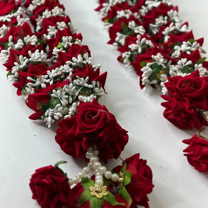 Hermosa Novia Novio Par Varmala Boda India Compromiso y Ceremonia de Recepción Terciopelo Rosa Jaimalas PARA EL Día de San Valentín - Product Image 1