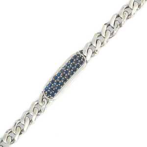 925 Sterling <b>Silver</b> Gourmet <b>Cuff</b> <b>Bracelet</b> with Dark Blue Zircon Stones Elegant Fine Jewelry - Product Image 2