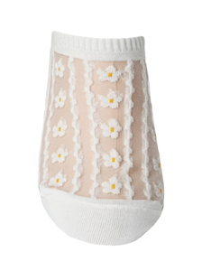 Foylock coreano personalizzato con Logo ricamato e Design trasparente in pizzo floreale senza esposizione in maglia pizzo invisibile 3D calzini da donna floreali scollati - Product Image 5