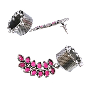 Direct Indian Supplier Best Selling Women's Stylish Pink <b>Jhumka</b> Stud Earrings Oxidised <b>Silver</b> Plated Geometric Pattern - Product Image 1