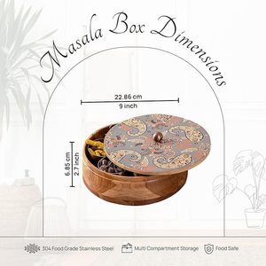 Caja Organizadora de Especias de Madera Resistente con Tapa para un Almacenamiento Limpio y Seguro, Caja de Madera para Masala con Acabado Liso de AALIYAN IMPEX - Product Image 2