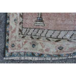 Tapis en laine turque vintage de 2.5x3.7 pieds élégance classique rose beige patchwork design tissage plat décorations de salon - Product Image 3