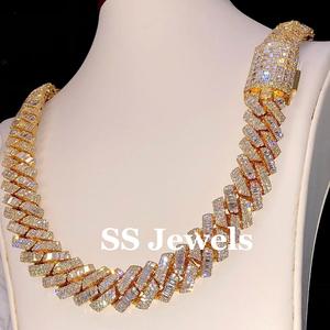 14mm <b>Real</b> VVS1 Moissanite 925 Sterling <b>Silver</b> Rhodium Plated Cuban Link Chain Hip Hop BustDown Rapper Miami <b>Necklace</b> - Product Image 4