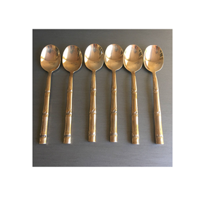 Fournitures en gros cuillère en laiton manger cuillère alimentaire manche en bambou à bas prix taille personnalisée meilleure vente vente vente - Product Image 1