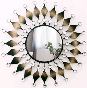 Cadre de miroir mural en métal et verre de fer rond de couleur noire haut de gamme Accents muraux européens Miroirs Miroir de salle de bain Fabriqué à la main - Product Image 2
