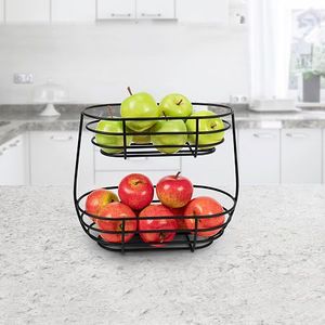 Corbeille à fruits moderne en fil métallique chromé, présentoir pour fruits, support de rangement pour la cuisine, grande capacité, organisateur de légumes creux - Product Image 2