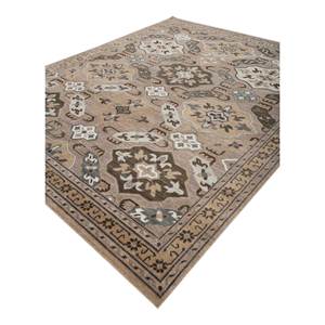 พรมขนสัตว์ถักมือ Erbe สีเบจและสีน้ำตาล ลายเรขาคณิต สำหรับใช้ในบ้าน-สำหรับห้องนั่งเล่น โถงทางเดิน ทางเข้าบ้าน AKWL-13023 - Product Image 2