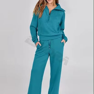 Conjunto de 2 piezas de talla grande para mujer a la moda, sudadera extragrande personalizada y pantalones de chándal sin costuras para primavera - Product Image 1