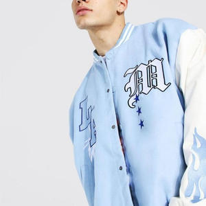 Blouson de baseball d'hiver pour homme 2025 de haute qualité, grande taille, en polaire bleue, avec broderie, design universitaire, col montant côtelé, imperméable - Product Image 2