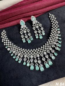 Collar de diamantes americano a la moda, conjunto de collar con diseño de lágrima, conjuntos de hojas y pendientes, joyería nupcial para boda, regalos de fiesta para novias - Product Image 3