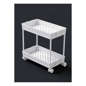 Carrito de Almacenamiento Plegable de Plástico de Doble Nivel, Ecológico y Hermético, con Ruedas, para Organización de Artículos de Limpieza de Cocina - Product Image 6