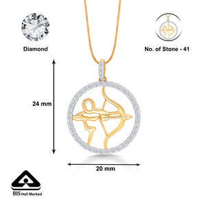 Pendentif du zodiaque Sagittaire en or rose 14 carats avec diamant et perle - Product Image 5