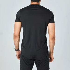 Top qualité hommes T-Shirts Polyester été nouveau Style T-Shirt couleur unie course régulière vêtements de sport en gros T-Shirt hommes - Product Image 2