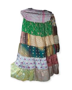 Venta al por mayor de las señoras de la India Vintage hermosas mujeres de retazos de cintura alta una falda de algodón faldas gitanas hippie - Product Image 1