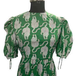Robe en coton imprimé tigre blanc de haute qualité pour femmes bloc à la main imprimé audacieux élégant Boho Style indien direct du fabricant - Product Image 1