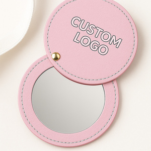 Forma personalizada corazón redondo flor Mini bolsa de acero inoxidable compacto espejo cosmético personalizado llavero de un solo lado - Product Image 2