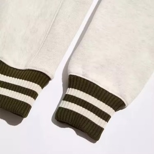 OEM Custom High Quality Men's Cotton Oversized Sweatshirt <b>Striped</b> Ribbed Collar Crewneck Embroidered Technique for Autumn - Product Image 4