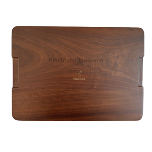 Rectangular <b>Wooden</b> <b>Serving</b> <b>Tray</b> with Handles Natural Wood Pattern Food Safe Lacquered Made in Vietnam - Product Image 6