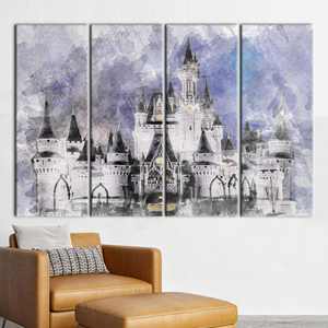 Obra de arte impresa en lienzo: Castillo de Cenicienta, decoración de pared de Disneyland, 4P: Enmarcado en galería - Product Image 1