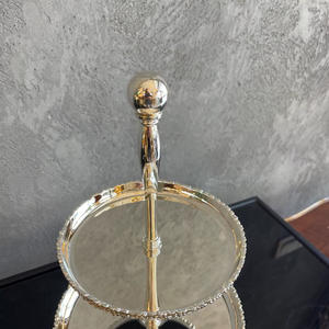 Exhibidor de Postres de Mesa de 2 Niveles, Soporte para Pastel Plateado, Soporte para Pastel con Espejo, Soporte de Servicio de Lujo, Soporte para Té de la Tarde - Product Image 5