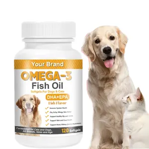 La fabbrica fornisce direttamente i softgel di olio di pesce DHA + EPA Omega-3 per la pelle di cane e il supplemento del cappotto