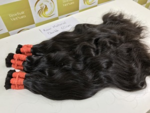 Cheveux vierges vietnamiens lisses en soie noire de 60 cm, non traités, Remy, cuticules alignées, double trame machine, trame invisible - Product Image 6