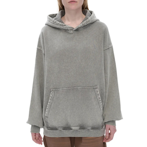 บริการ OEM แบบกำหนดเอง เสื้อฮู้ดดี้ผู้หญิงสไตล์ล่าสุด ล้างสีแบบแอซิด สำหรับฤดูหนาว ปักโลโก้ตามสั่ง ป้องกันการเลื่อนตำแหน่งลายปัก - Product Image 1