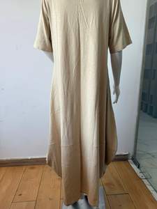 Robe mi-longue beige vintage pour femme, coupe trapèze, respirante, écologique, maxi, été, automne, vintage, lavable, antistatique - Product Image 3