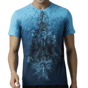 Camiseta de sublimación de verano ligera de fibra de algodón/bambú a la moda para hombre, manga corta antiarrugas de secado rápido - Product Image 1