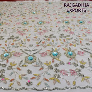 Vàng Đính Cườm Màu Hồng Ren Đào Vải Sang Trọng Top Class Pha Lê Hạt Đính Cườm Ren Vải Phi Vải Ren - Product Image 4