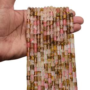 Kamal Gems 15-Inch <b>Tube</b>-Shaped Cherry <b>Quartz</b> Synthetic Beads Assorted Bead Collection - Product Image 3