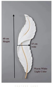 Lámpara de Pared Moderna de Resina con Forma de Pluma para Sala de Estar, Dormitorio, Hogar, Hotel, Restaurantes, Decorativa, la Mejor Colección - Product Image 4