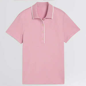 Camiseta Corta de Verano de Último Diseño, Holgada, Estilo Polo, Cuello Redondo, 100% Algodón, para Mujer - Product Image 1